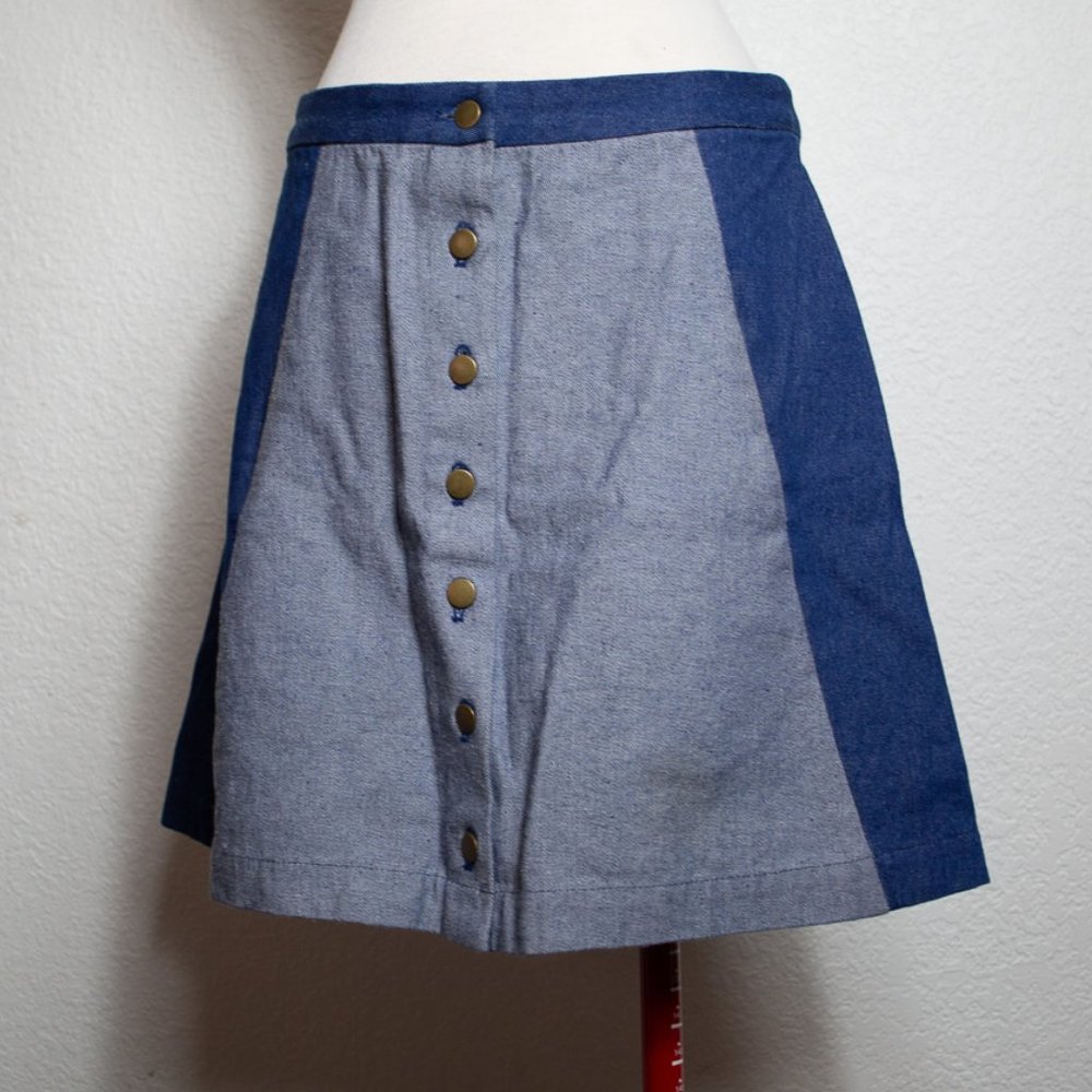Vintage Rachel Antonoff Denim 2-Tone Mini Skirt Size 8